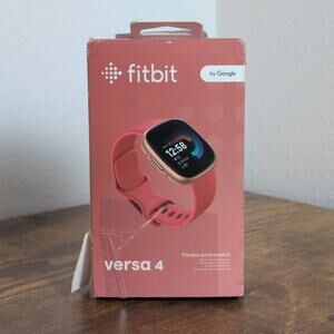 Fitbit Versa 4 Fitness Smartwatch Pink Sand Copper Rose GPS Heart Rate Open Box